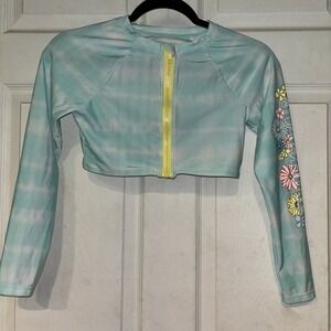 Wonder Nation Tie Dye Sky Blue Rash Guard Top shirt 1pc Swimsuit With UPF 50+